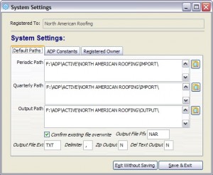 System Settings Screen